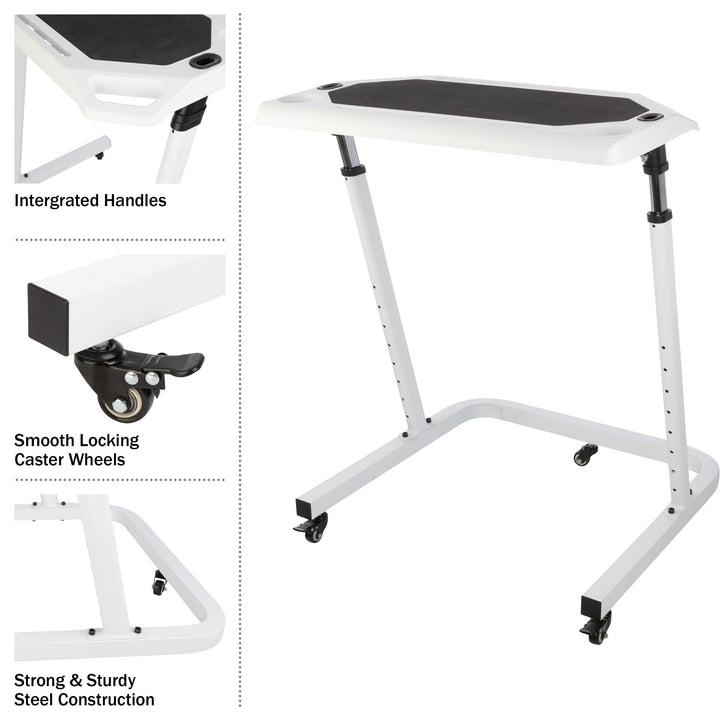Bike Desk Rolling Laptop Cart For Stationary Or Trainer Adjustable Standing To - Diamond Home USA