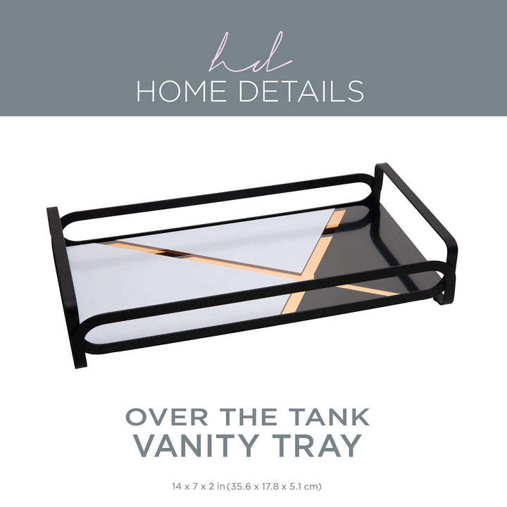 Home Details Color Block Vanity Tray in Matte Black 12.8"x 6.65"x 2.5" Steel - Diamond Home USA