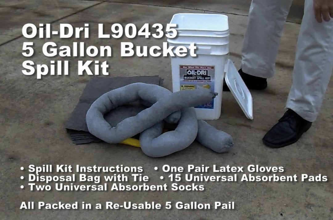 Oil-Dri L90435 Compact Universal 5-Gallon Bucket Spill Kit 5-Gallon Maximum - Diamond Home USA