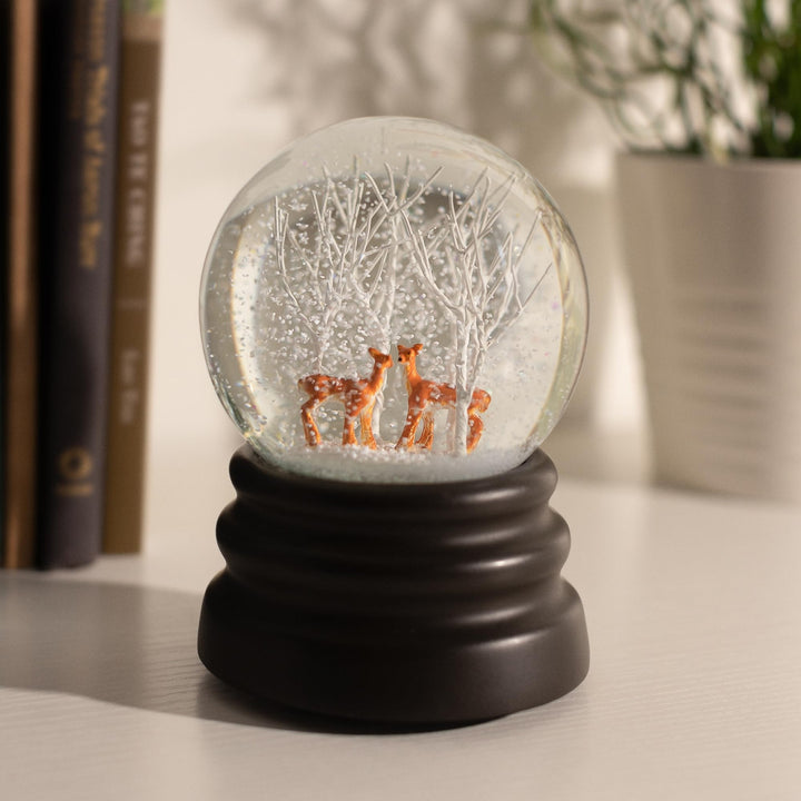 Harkness Deer and Tree Decorative Snow Globe with Wind Up Music Box Multi - Diamond Home USA