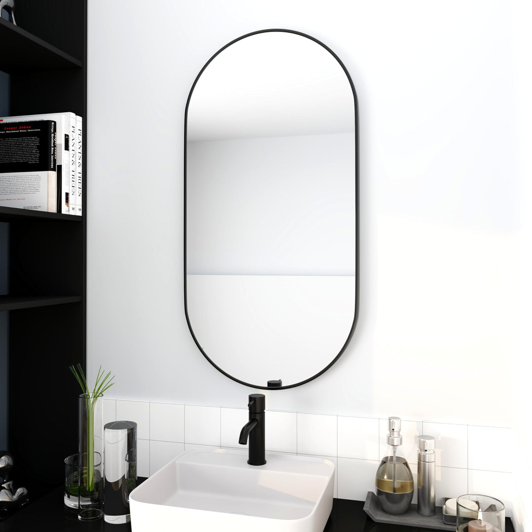 Frame Bathroom Oval Wall Mirror 38.6 Black - Diamond Home USA