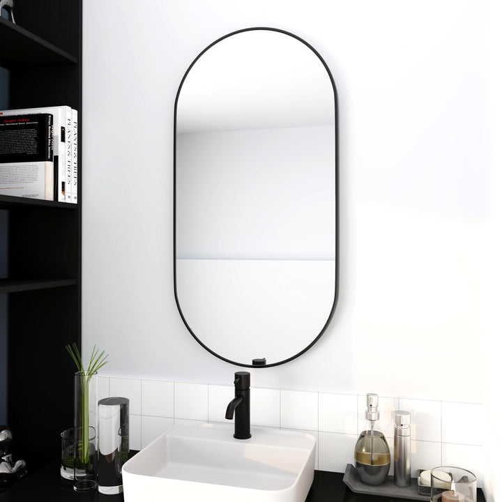 Frame Bathroom Oval Wall Mirror 38.6 Black - Diamond Home USA