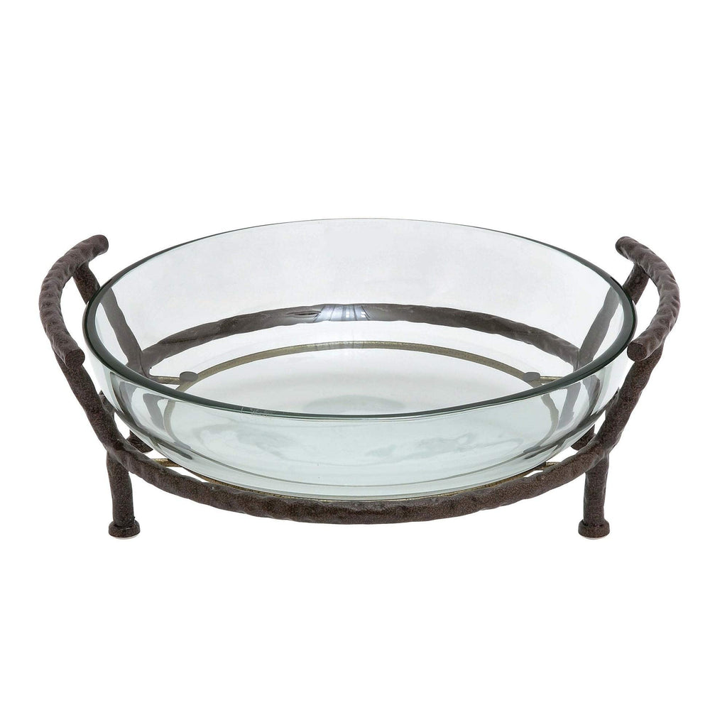 21-inch Iron And Glass Server Bowl Green - Diamond Home USA