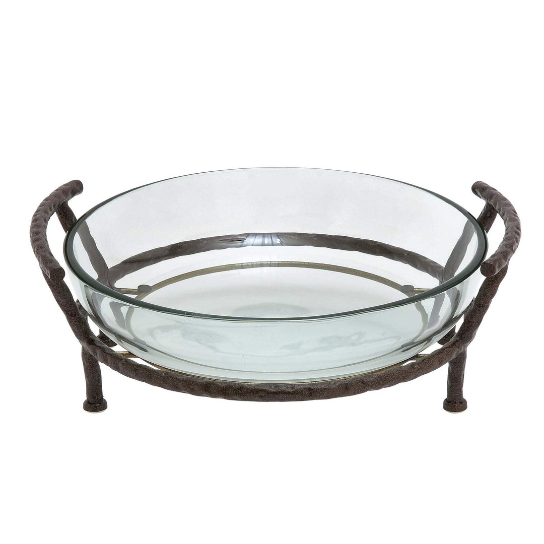 21-inch Iron And Glass Server Bowl Green - Diamond Home USA