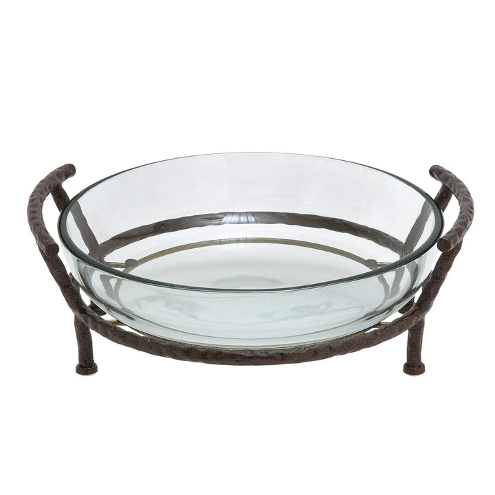 21-inch Iron And Glass Server Bowl Green - Diamond Home USA