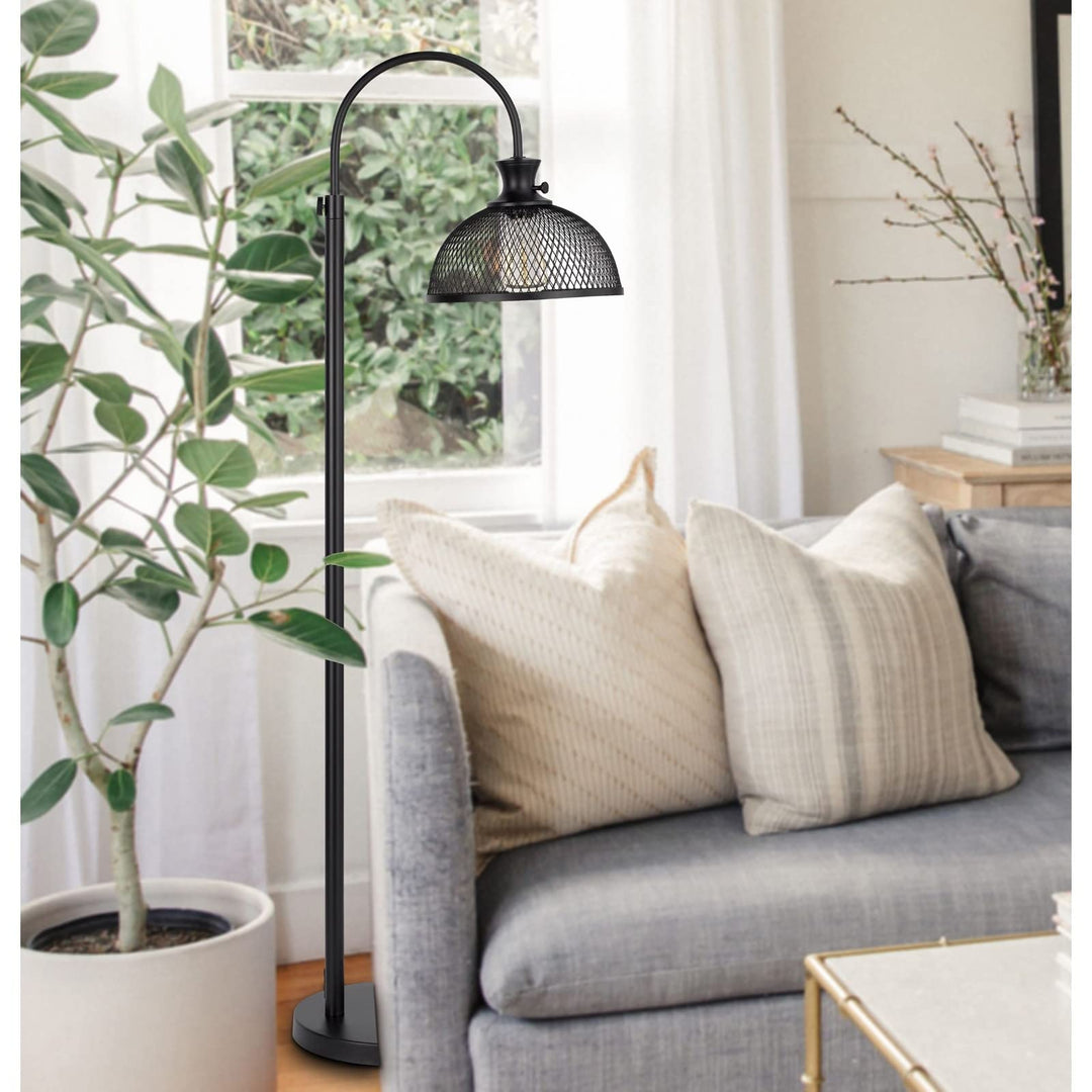 60w Metal Adjustable Floor Lamp with Mesh Shade Black Modern Contemporary - Diamond Home USA
