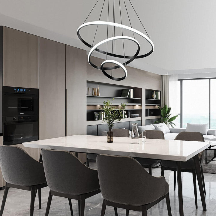 Watt 3 Ring Modern Tiered Black Integrated Led Flush Mount Ceiling Light for - Diamond Home USA