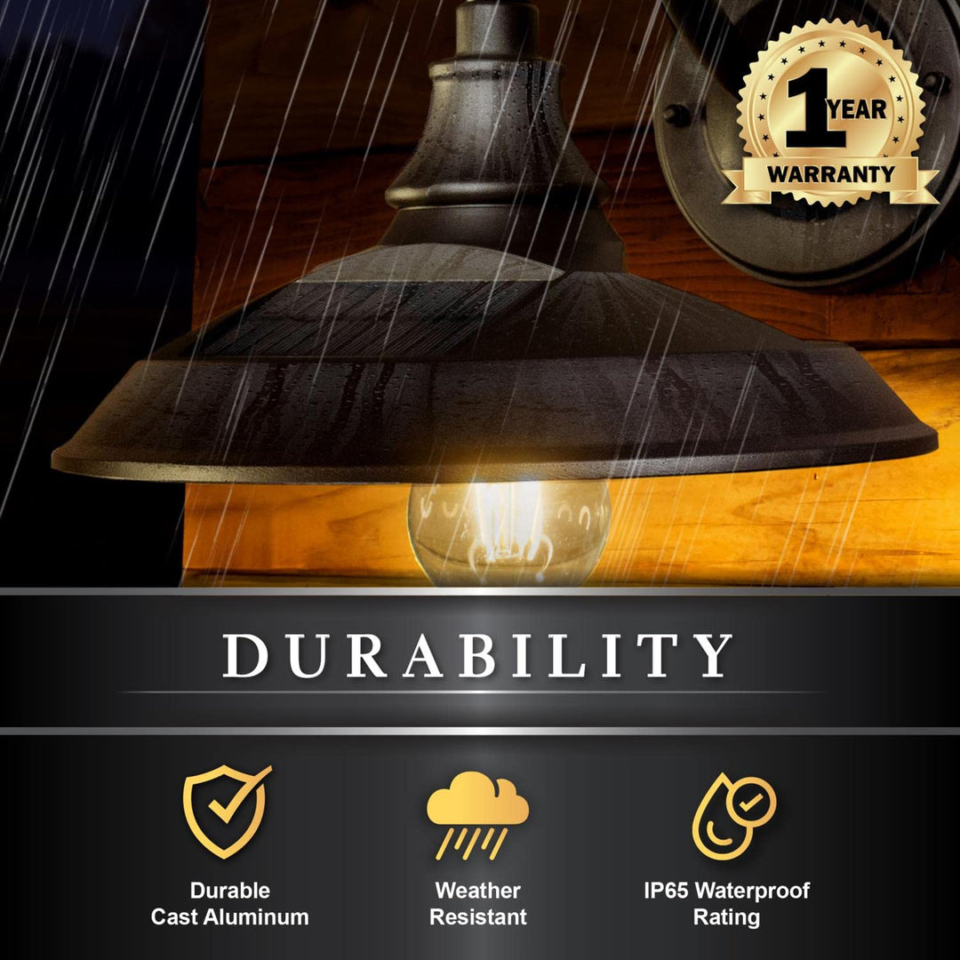 Classy Caps SBL738 Outdoor Dark Bronze Solar Powered Barn Light Vintage - Diamond Home USA
