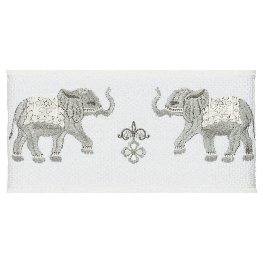 Authentic Hotel and Spa Turkish Cotton Elephants Embroidered White 4-Piece Towel - Diamond Home USA