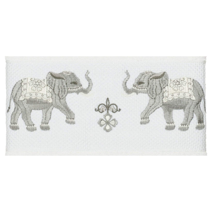 Authentic Hotel and Spa Turkish Cotton Elephants Embroidered White 4-Piece Towel - Diamond Home USA