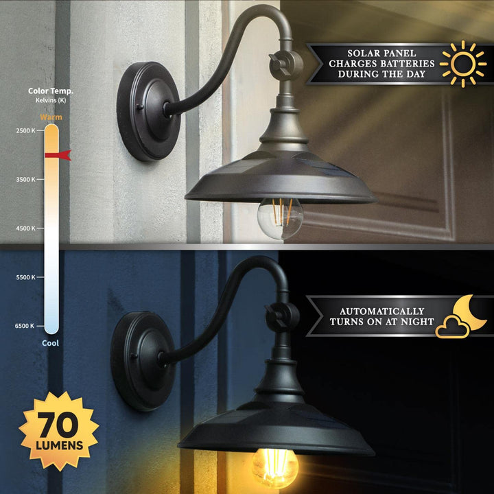 Classy Caps SBL738 Outdoor Dark Bronze Solar Powered Barn Light Vintage - Diamond Home USA