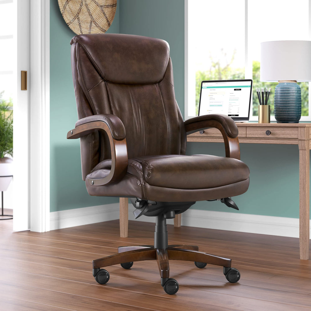 La-Z-Boy Edmonton Big and Tall Executive Office Chair with Comfort Core Cushions Chestnut - Diamond Home USA