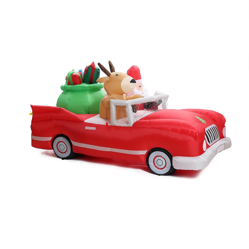 8ft L Santa in Red Convertible Car Outdoor Holiday Inflatable with Led Lights - Diamond Home USA