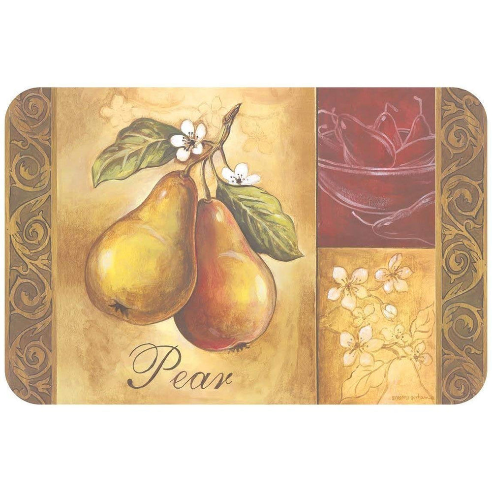 Reversible Plastic Wipe lean Placemats - Heirloom Apple Pear (Set of 4) Multi - Diamond Home USA
