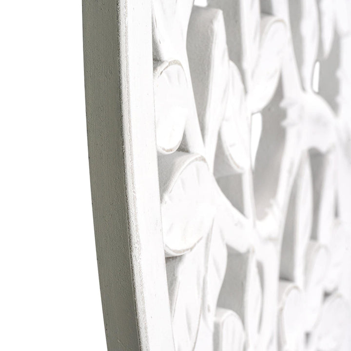 Boho Tree Birds Round White Distressed Medallion Wall Art Accent 31" Bohemian - Diamond Home USA