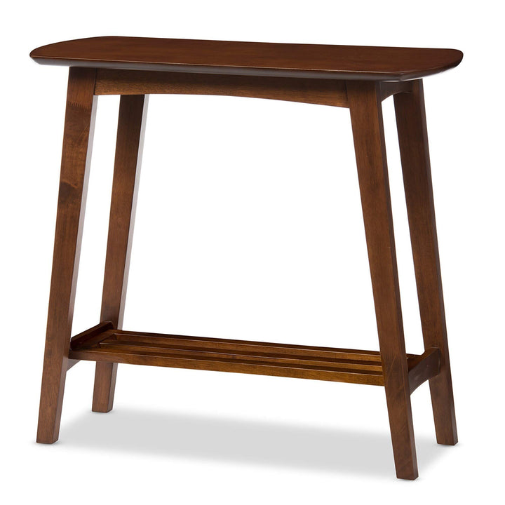 Mid-Century Brown Console Table Modern Rectangle MDF Rubberwood Wood Walnut - Diamond Home USA
