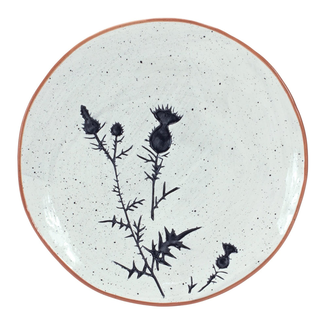 Ceramic Plate (Set Of 4) 8' X 10' Off/White Floral Country Round 4 Piece - Diamond Home USA