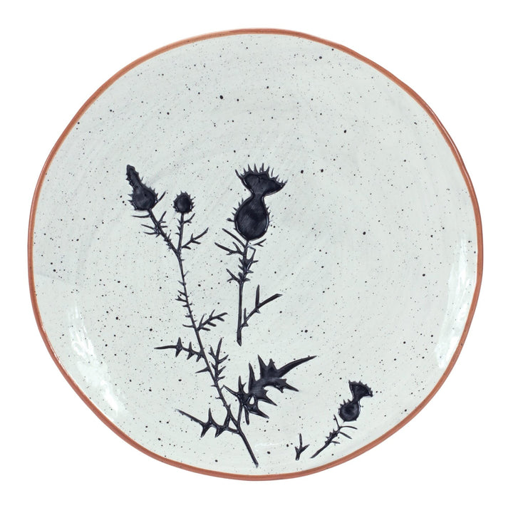 Ceramic Plate (Set Of 4) 8' X 10' Off/White Floral Country Round 4 Piece - Diamond Home USA