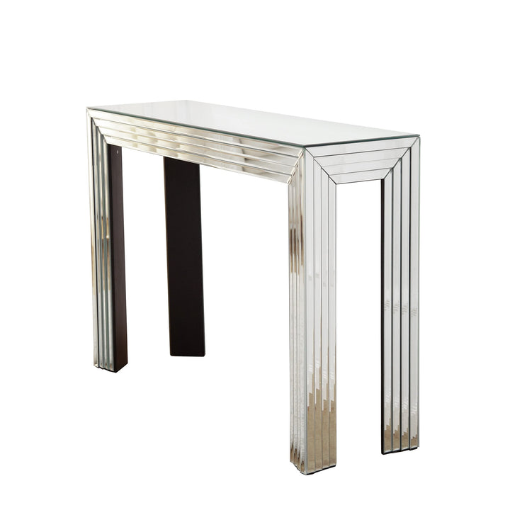 Mirrored Console Table Silver Entryway Clear Glam Contemporary Rectangular Glass - Diamond Home USA