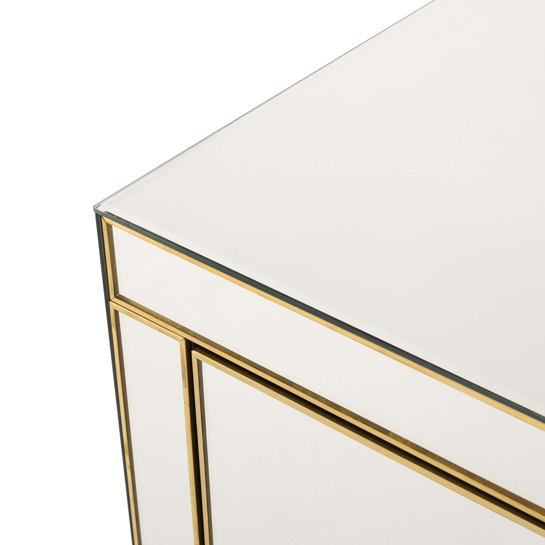 Christopher Knight Home Lenorr Mirrored 3-Drawer Side Table Mirror / Gold - Diamond Home USA