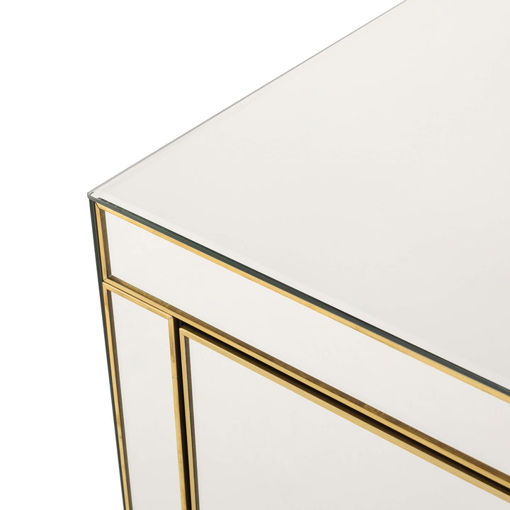 Christopher Knight Home Lenorr Mirrored 3-Drawer Side Table Mirror / Gold - Diamond Home USA