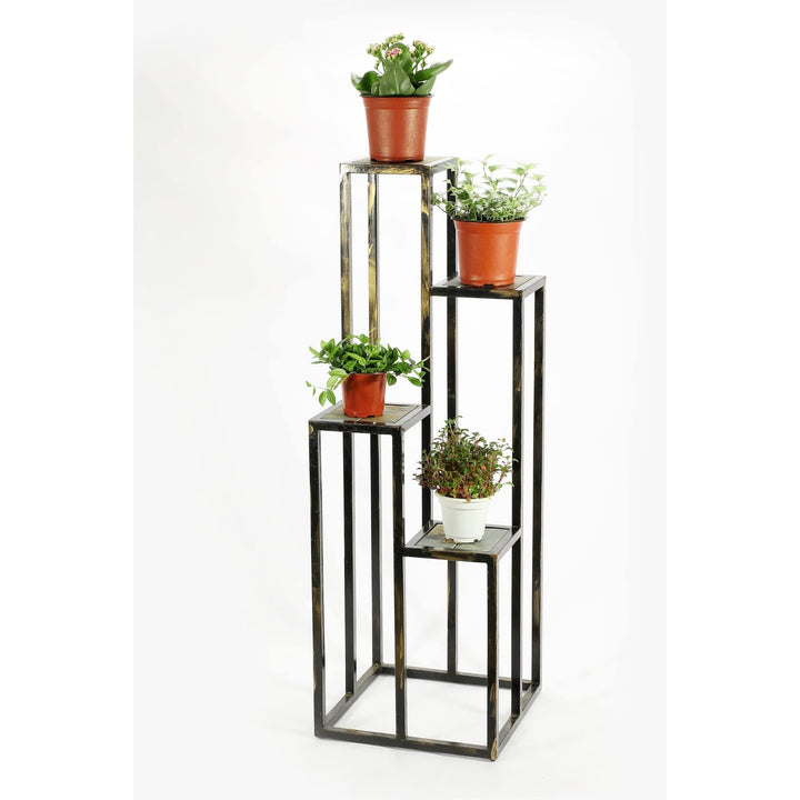 47.25 in. 4 Tier Grey Stone Cast Iron Plant Stand Black - Diamond Home USA