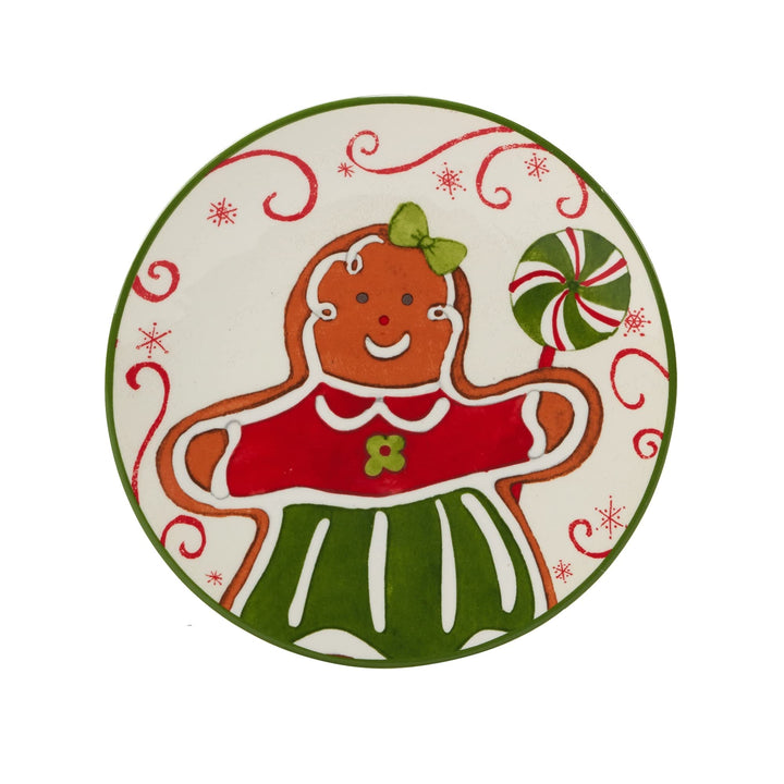 Holiday Magic Gingerbread 6" anape/Luncheon/Snack Plates Set of 4 Green Multi - Diamond Home USA