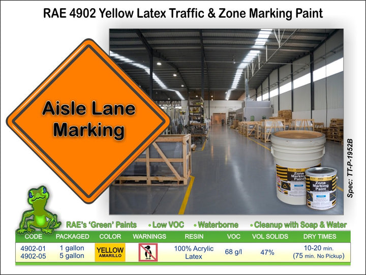 RAE 4902-05 Yellow Latex Zone Marking Paint 5-Gallon - Diamond Home USA