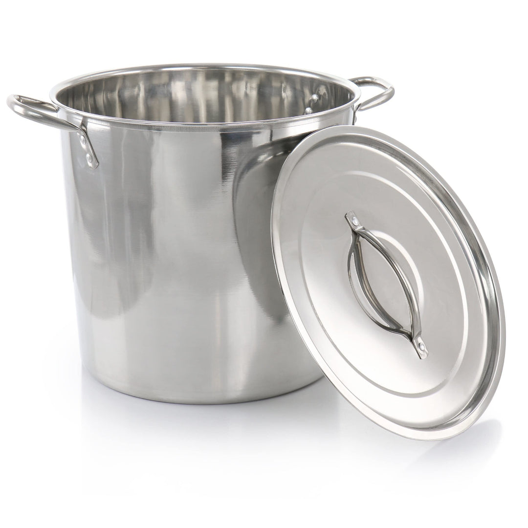 Everyday 16 Quart Stainless Steel Stock Pot With Lid Silver Non-stick - Diamond Home USA