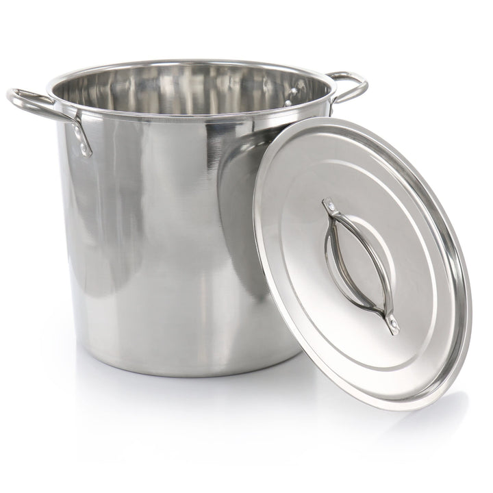 Everyday 16 Quart Stainless Steel Stock Pot With Lid Silver Non-stick - Diamond Home USA