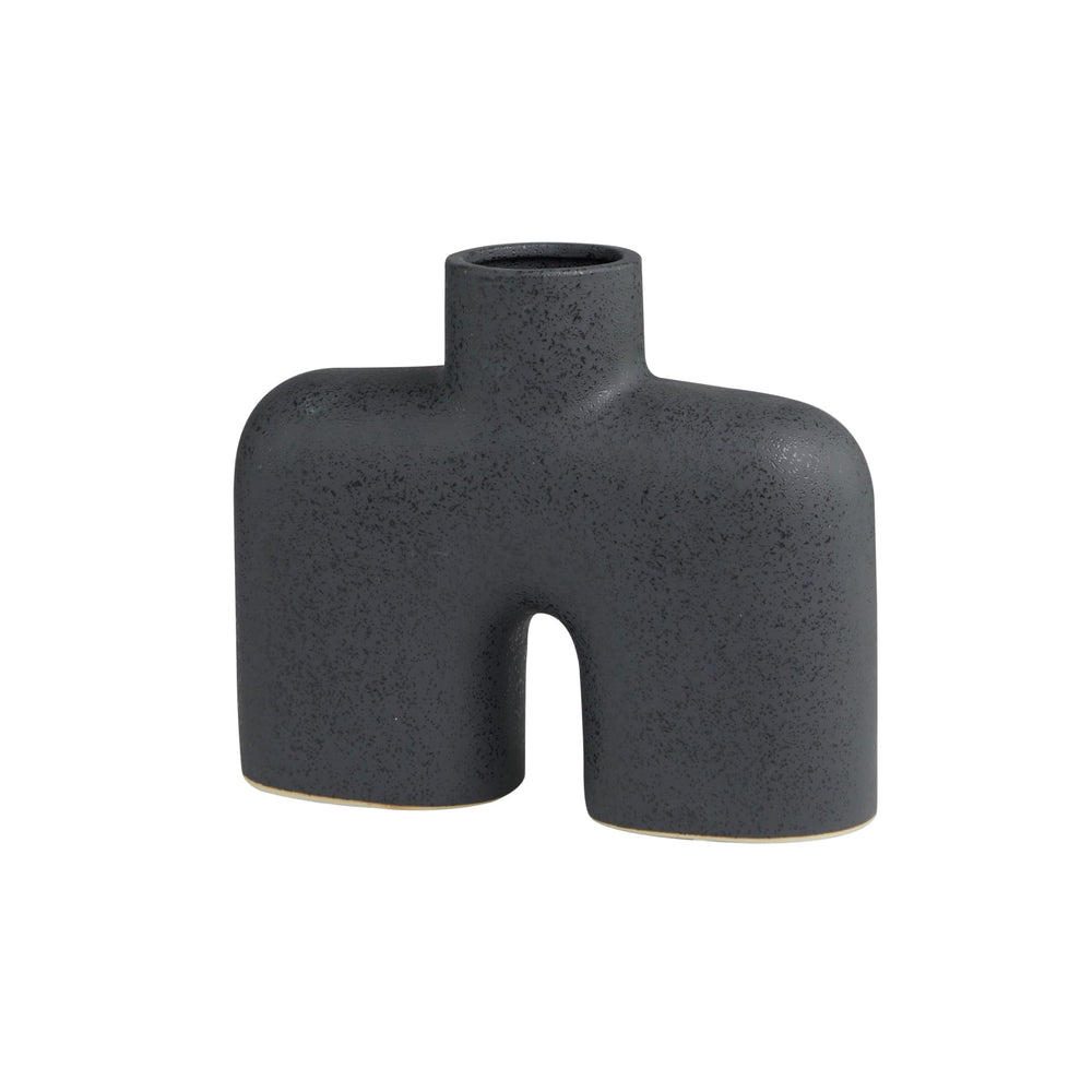 Black Ceramic Arched Abstract Vase Stoneware - Diamond Home USA