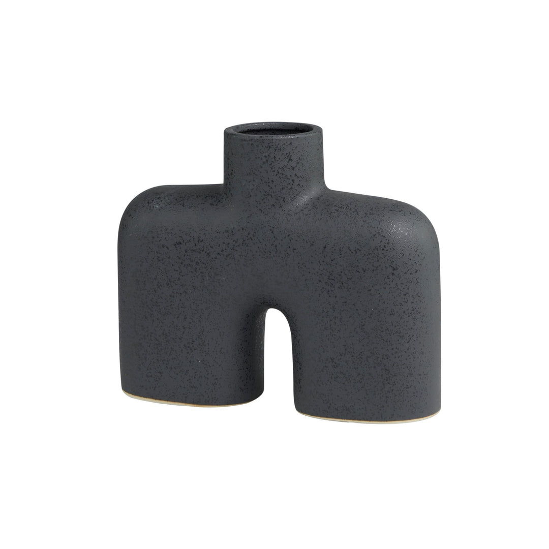 Black Ceramic Arched Abstract Vase Stoneware - Diamond Home USA