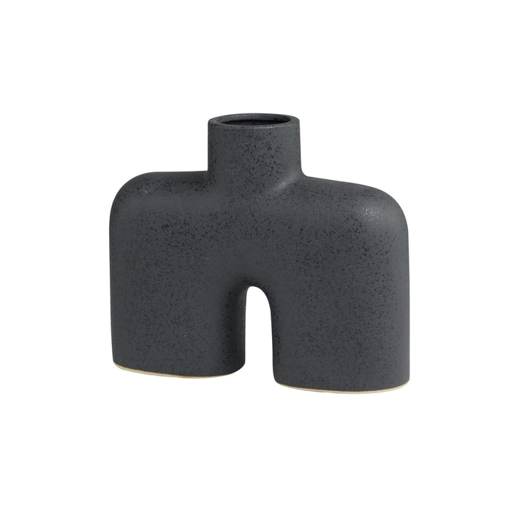 Black Ceramic Arched Abstract Vase Stoneware - Diamond Home USA