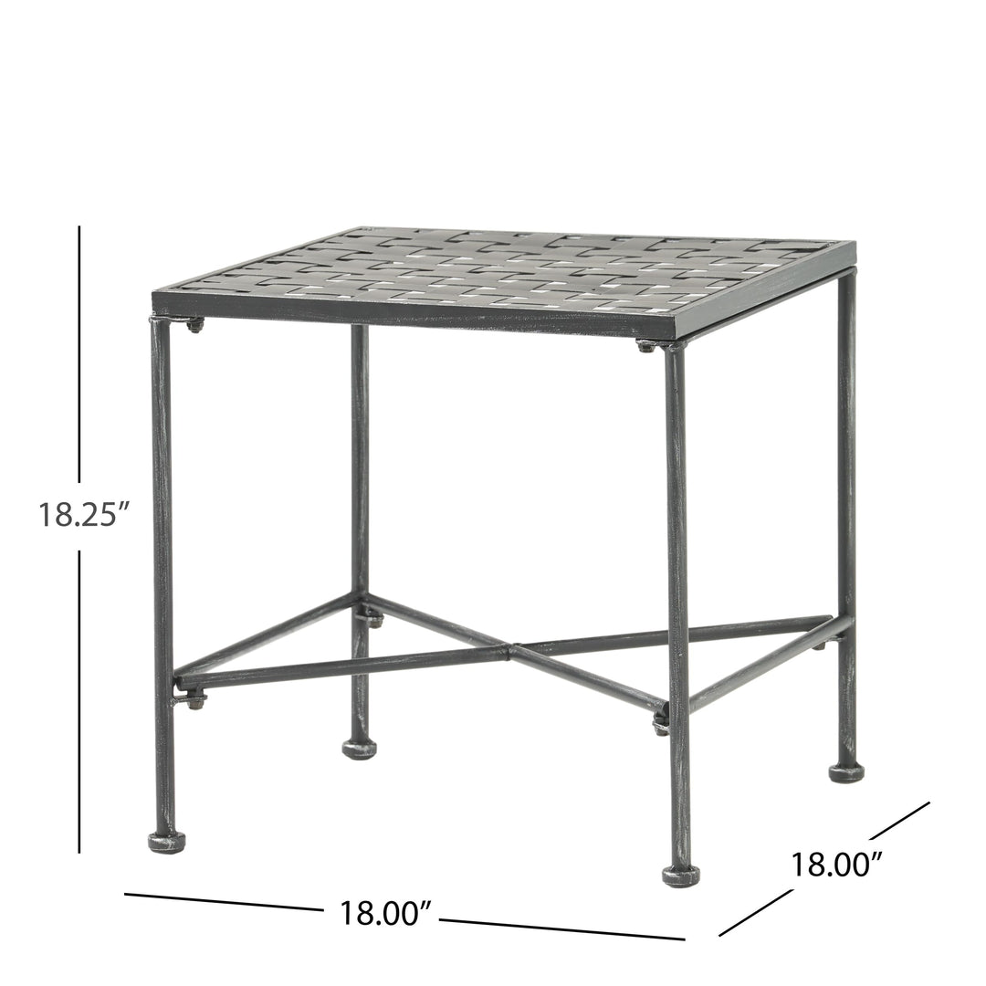 Christopher Knight Home Petra Iron End Table Black Brush Silver - Diamond Home USA