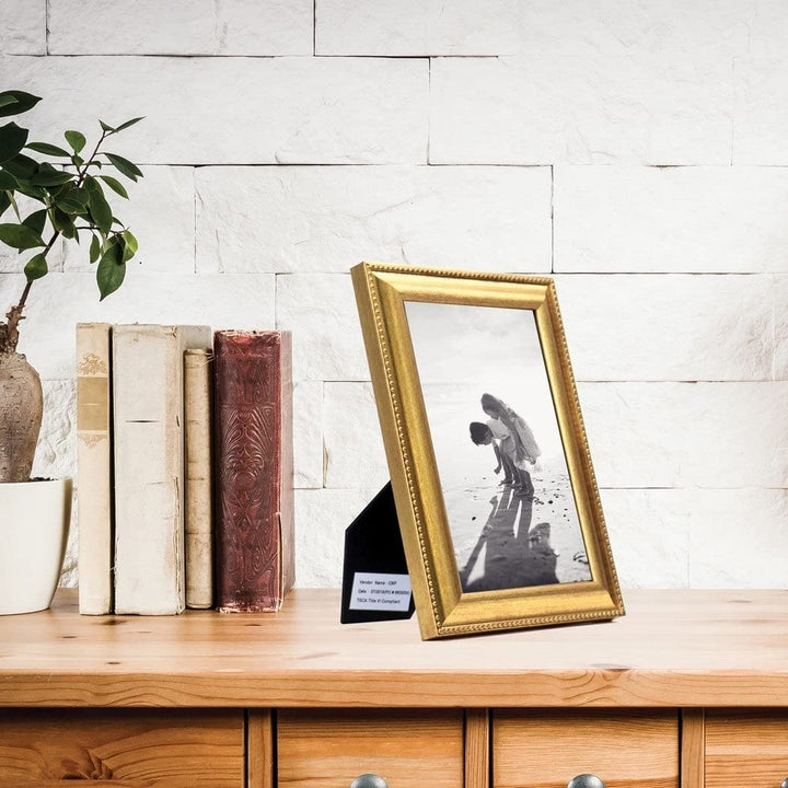 Gold-tone Beaded Edge 5x7 Photo Frame Gold Modern Contemporary Rectangle Metal - Diamond Home USA