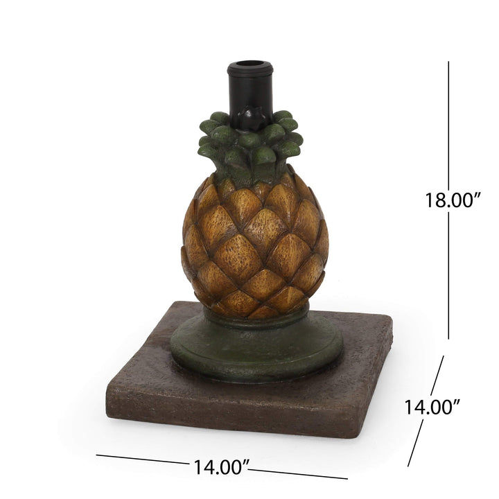 Pineapple Umbrella Base by - 14.00" W X L 18.00" H Yellow Iron - Diamond Home USA