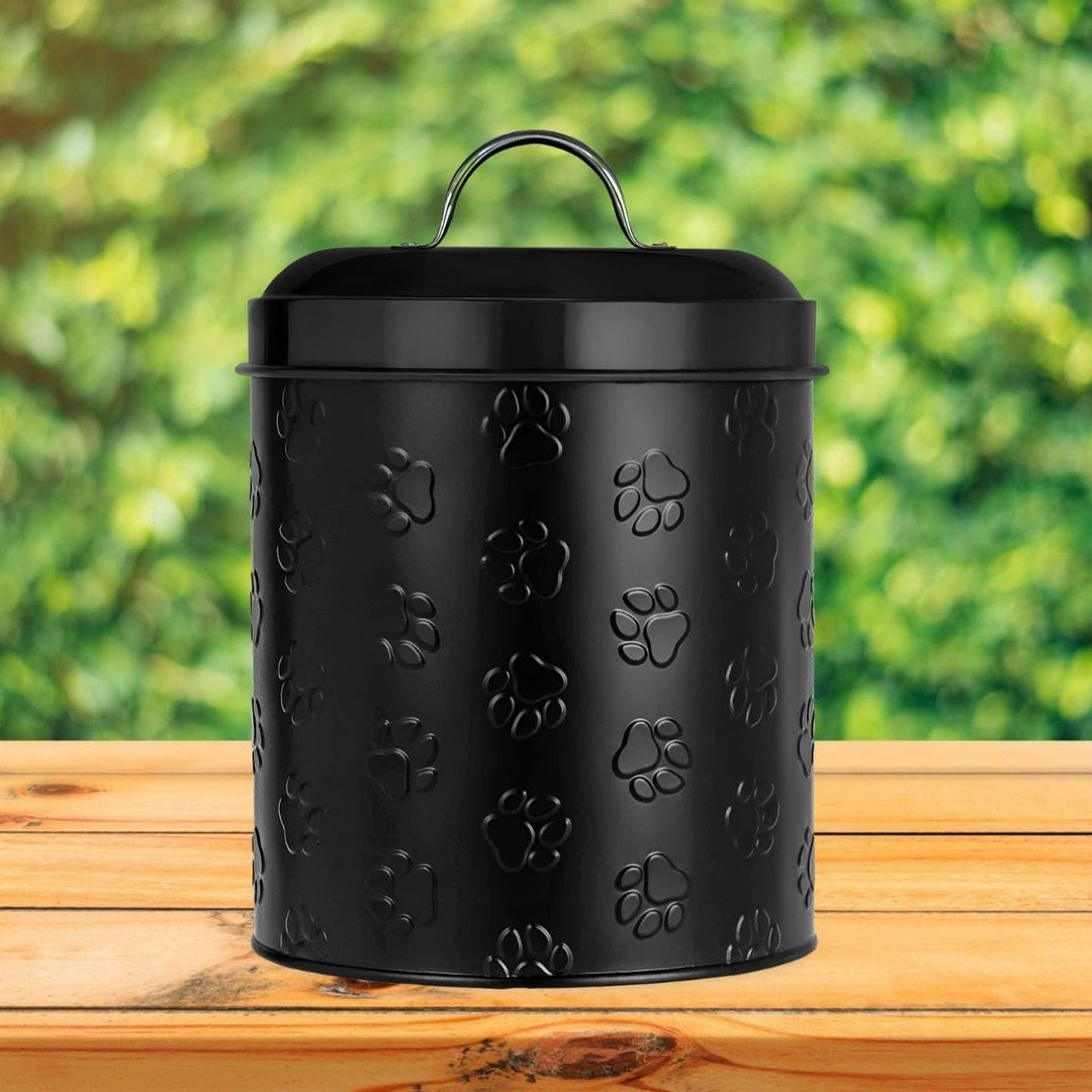 Pet Puppy Paws Food Canister Black Ceramic - Diamond Home USA