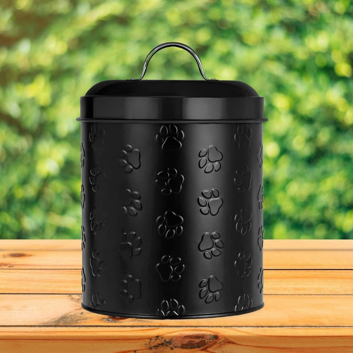 Pet Puppy Paws Food Canister Black Ceramic - Diamond Home USA