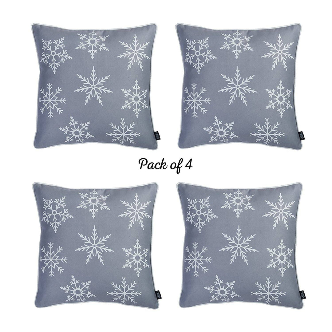 Christmas Snowflakes Throw Pillow Covers Insert (Set of 4) Grey Graphic Print - Diamond Home USA