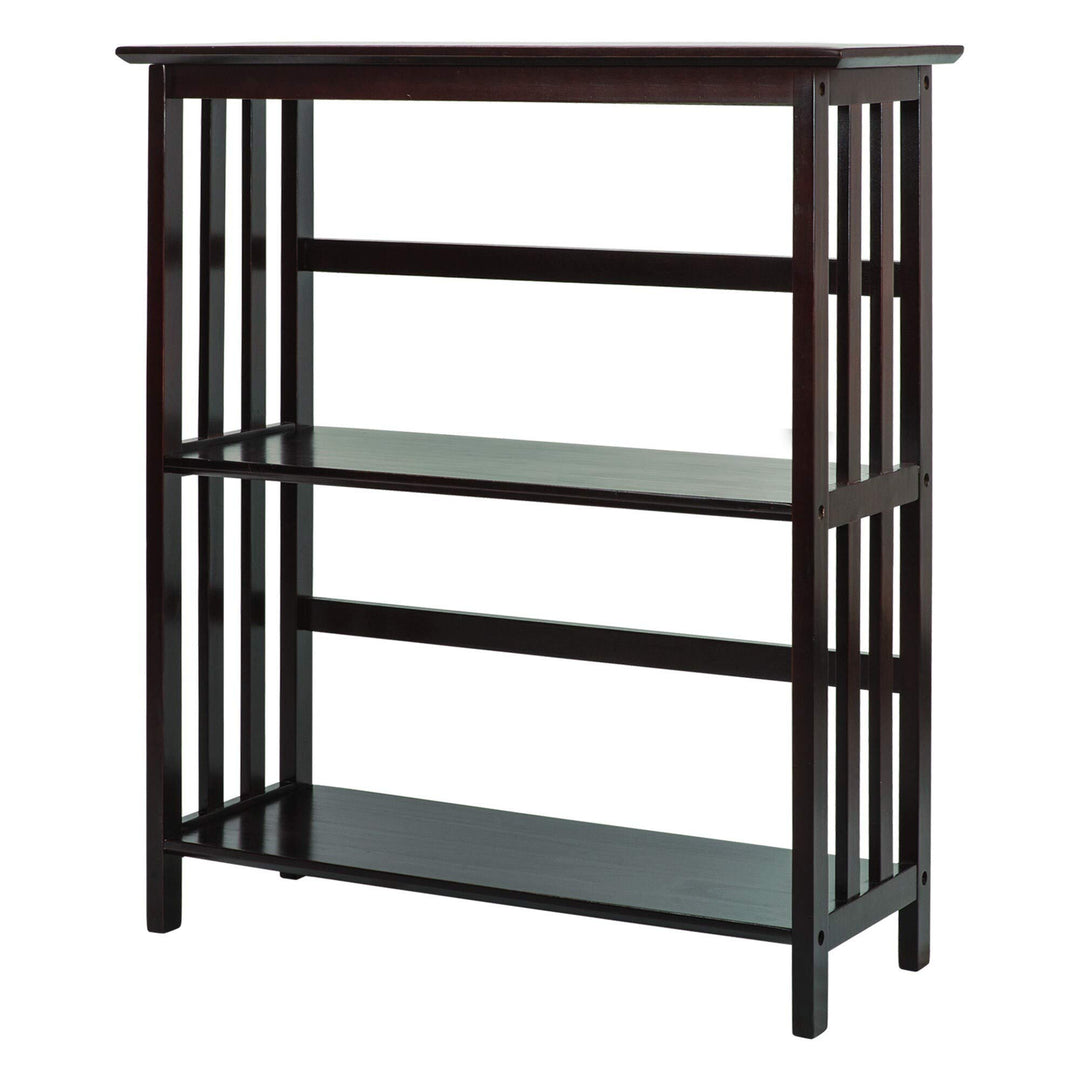 Mission Style 3-Tier Shelf Brown Craftsman Modern Contemporary Wood Espresso - Diamond Home USA