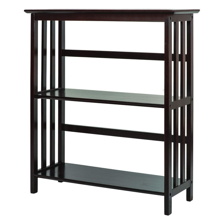 Mission Style 3-Tier Shelf Brown Craftsman Modern Contemporary Wood Espresso - Diamond Home USA
