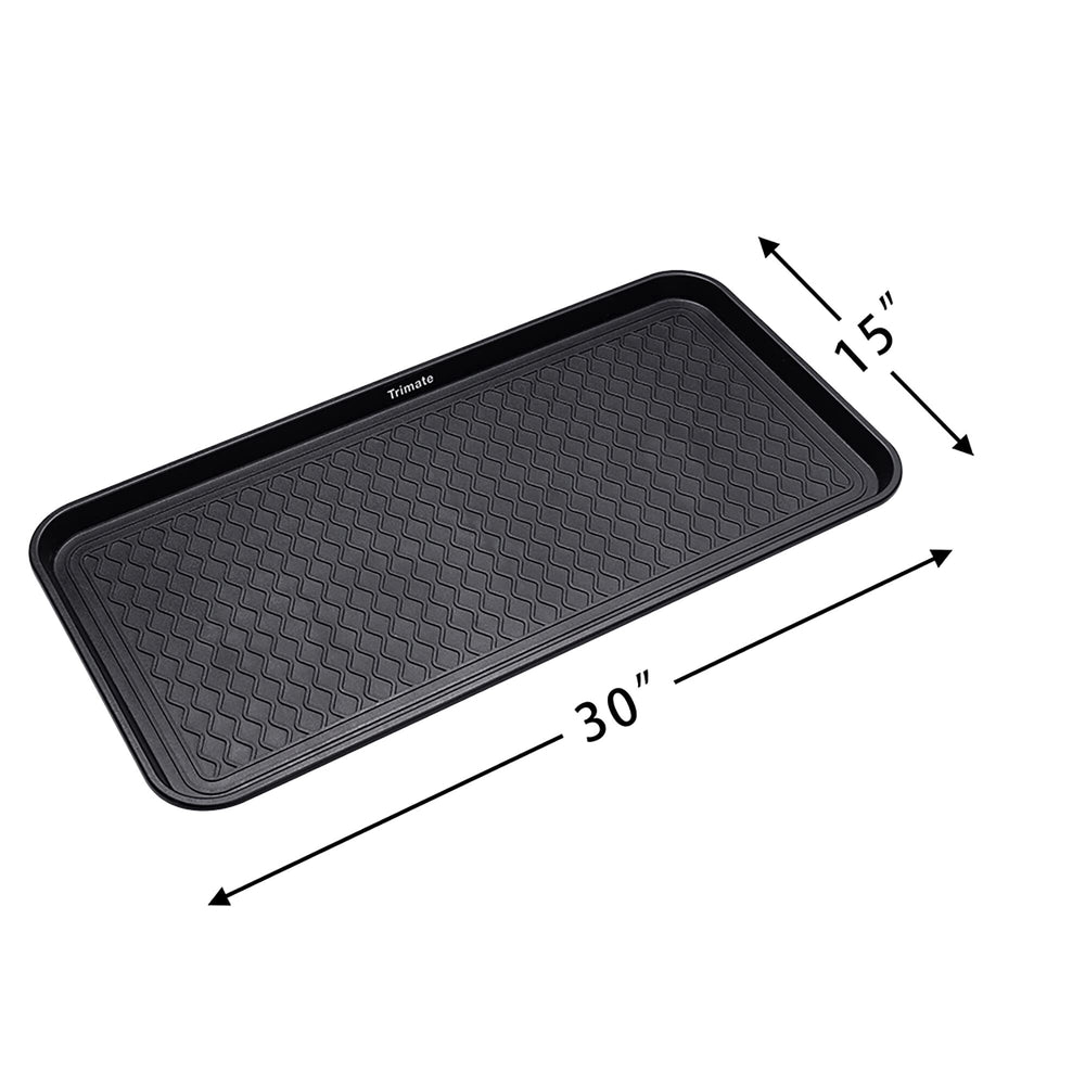 All Weather Multi-Purpose 2 Pack Boot Trays Large 30"x15" (Black) Black Solid - Diamond Home USA