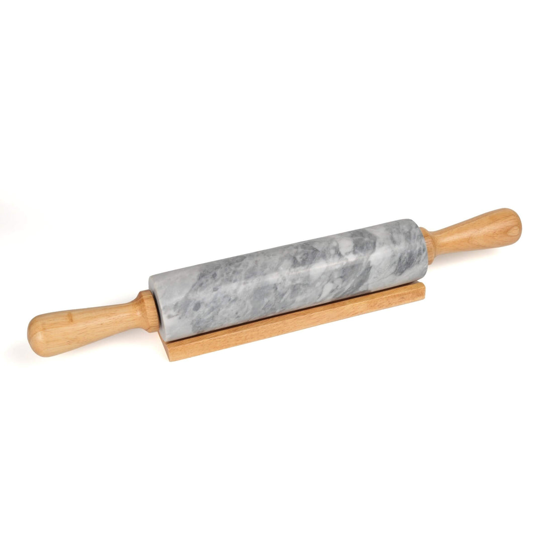 Gray Marble Rolling Pin W/deluxe Wood Handles And Grey Stoneware Hand Wash