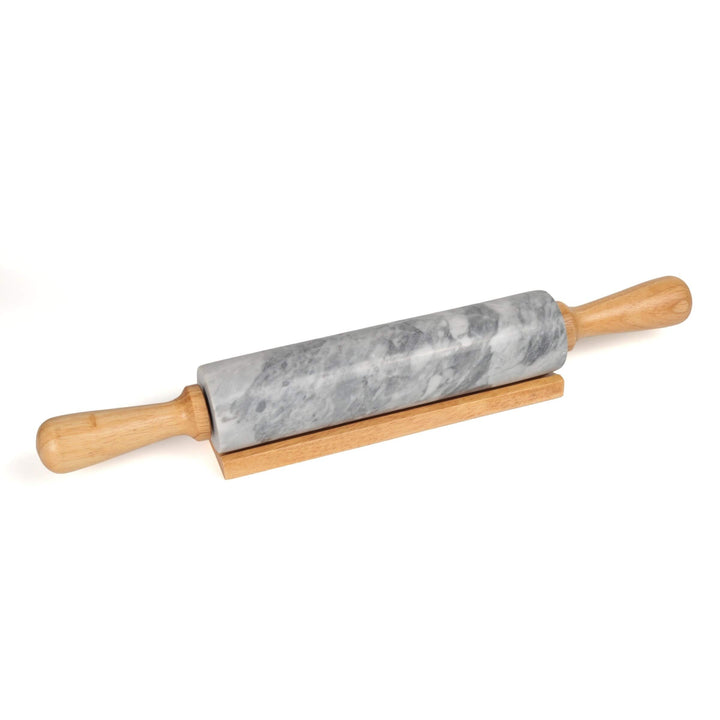 Gray Marble Rolling Pin W/deluxe Wood Handles And Grey Stoneware Hand Wash