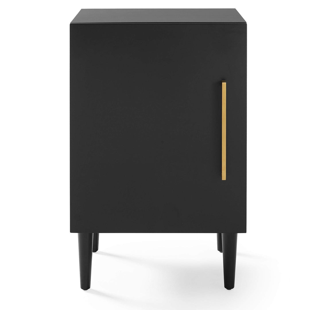 Matte Black Record Player Stand Mid-Century Modern MDF Doors - Diamond Home USA
