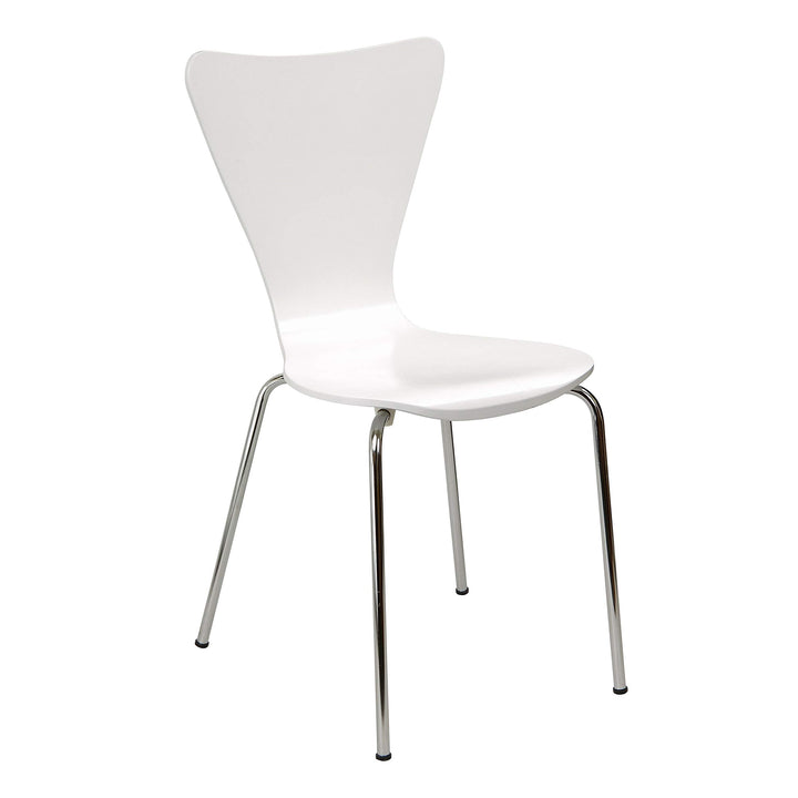Furniture Bent Ply Chair in White Finish Modern Contemporary Wood Armless