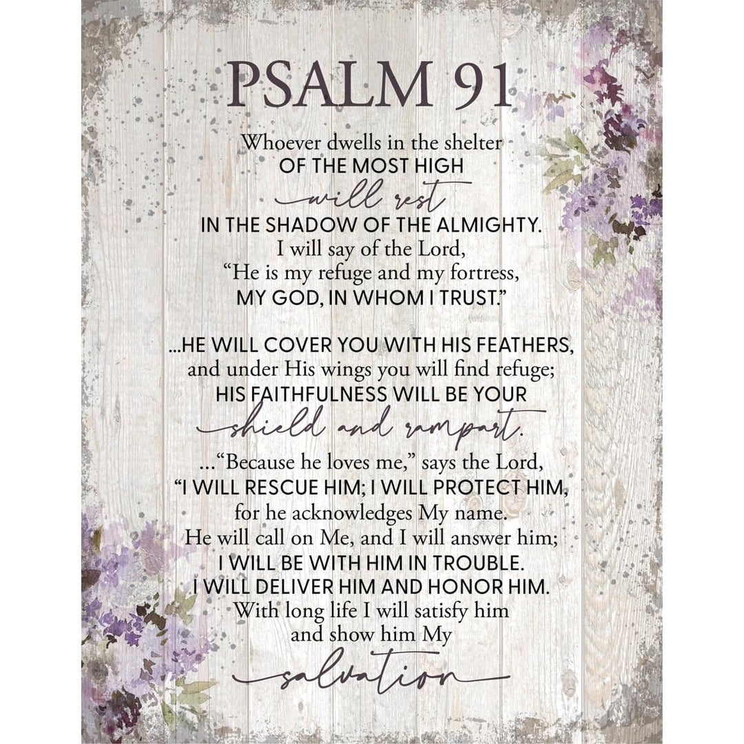 Psalm 91 Wood Plaque 11.75"x15" White Traditional