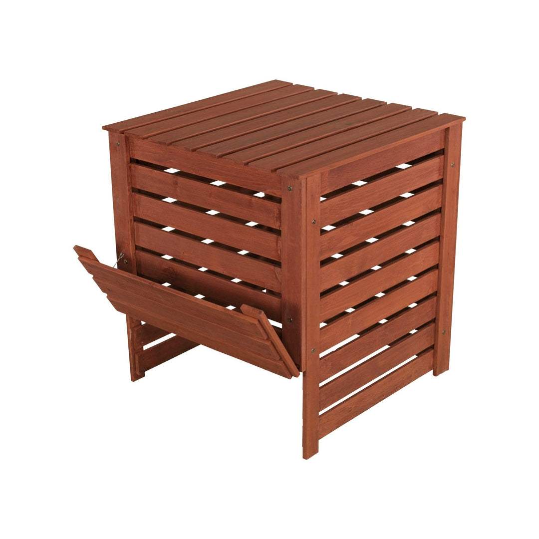 Solid Wood Slatted Compost Bin Medium Brown Cedar Uv Protected - Diamond Home USA