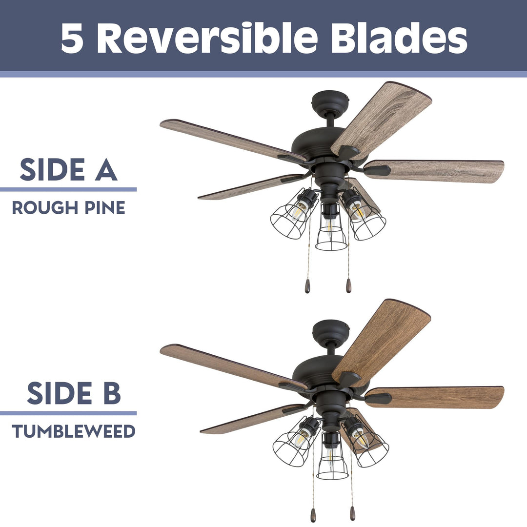 Prominence Home Madison County 42 Inch Industrial Style LED Ceiling Fan with - Diamond Home USA