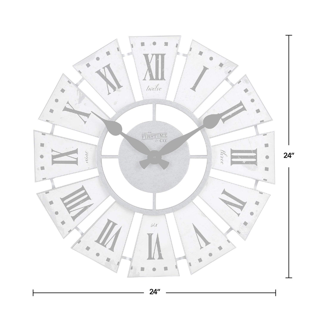 White Numeral Farmhouse Windmill Clock American Crafted Aged Plastic 24 X 2 in - Diamond Home USA